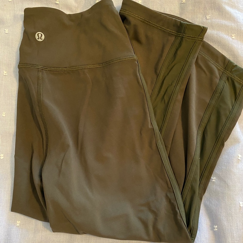 Lululemon Olive Crop Legging with Side Detail